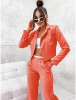 Dámska súprava v koralovej farbe - krátke sako a široké nohavice (8263) Dámska súprava v koralovej farbe - krátke sako a široké nohavice (8263)