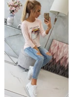 Letná dievčenská blúzka s potlačou púdrovo ružová