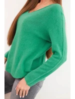 Dámsky viskózový sveter s výstrihom do V zelený