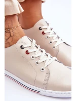 Dámské kožené tenisky béžové model 21615788 - S.Barski