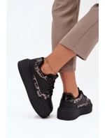 Damskie Sneakersy Na Platformie Big Star SS274358 Panterka Czarne Damskie Sneakersy Na Platformie Big Star SS274358 Panterka Czarne