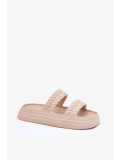 Dámske ľahké papuče na platforme S.Barski - béžové