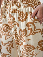 Dámske kvetinové nohavice LOVEGARDEN camel FashionStreet UY2657