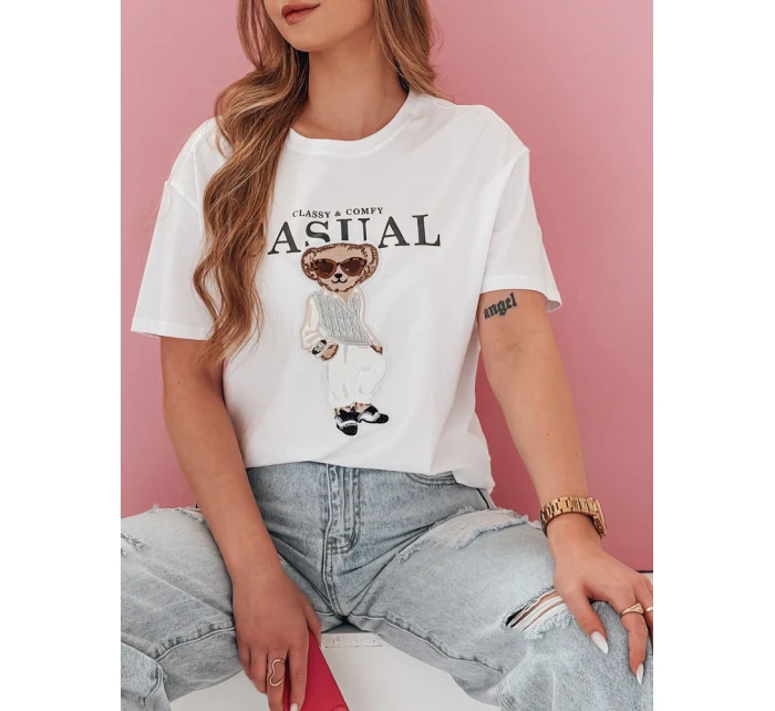 Dámské tričko s medvídkem bílé model 21988869 - Dstreet