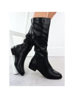 Dámské černé kožené boty model 21905312 - JEZZI