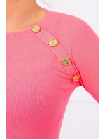 Šaty s ozdobnými gombíkmi ružové neónové
