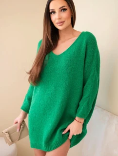 Dámska plus size vlnená sukňa s výstrihom do V zelená