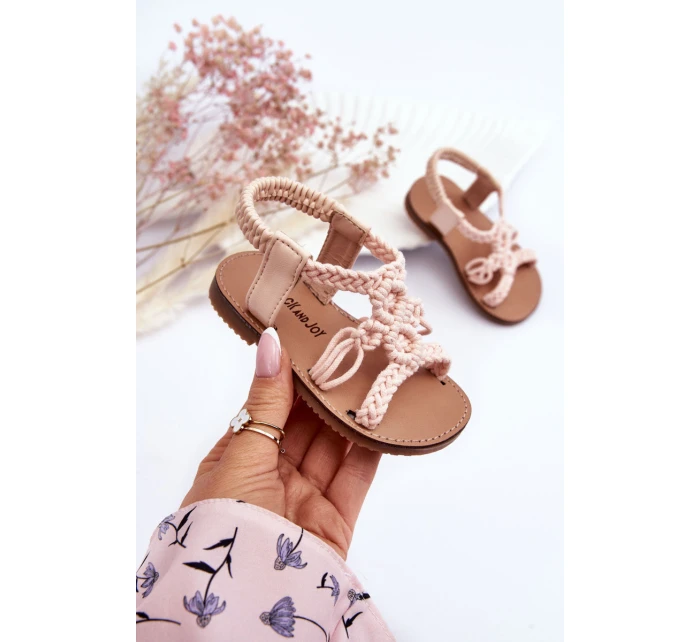 Dziecięce Plecione Wsuwane Sandały Różowe Tracy