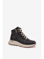 Sportovní dámské boty na platformě z přírodní kůže model 21713749 Černé - Zazoo