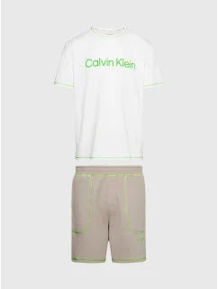 Pánské pyžamo NM2471E bílo/béžové - Calvin Klein