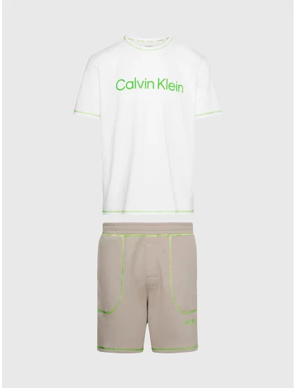 Pánske pyžamo NM2471E bielo/béžové - Calvin Klein