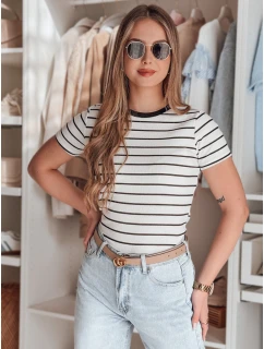 Dámské základní pruhované tričko bílé Dstreet model 21986856 - FashionStreet