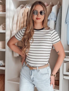 Dámske základné pruhované tričko LINESS white FashionStreet RY2818