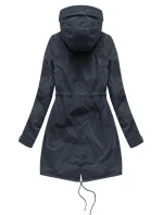 Tmavě modrá dámská zimní bunda parka s kožešinovou podšívkou a s kapucí model 21242018 - Libland