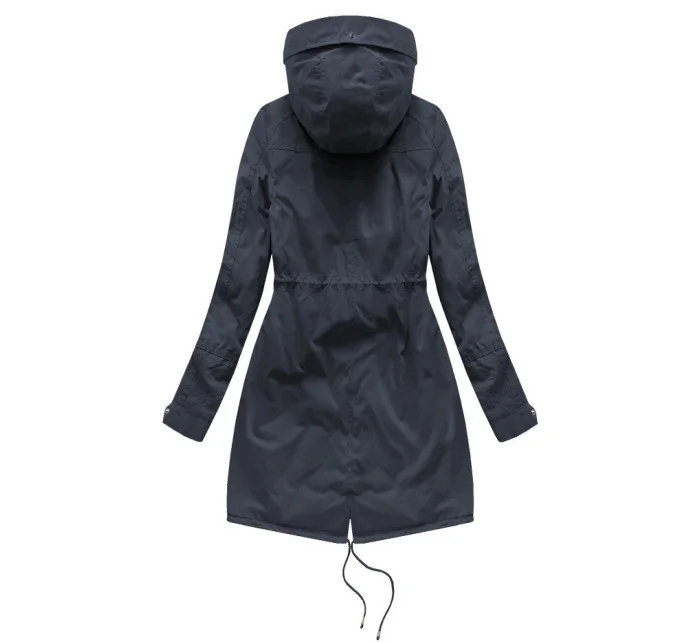 Tmavě modrá dámská zimní bunda parka s kožešinovou podšívkou a s kapucí model 21242018 - Libland