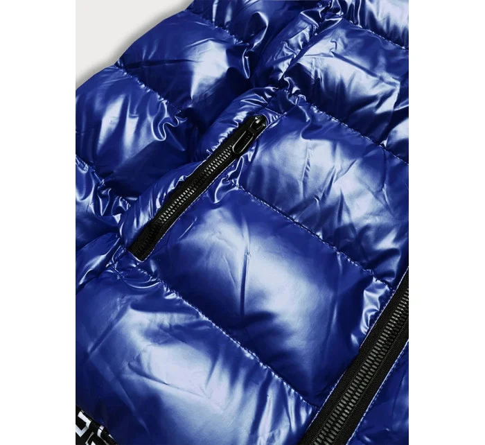 Svetlomodrá dámska metalická bunda s kapucňou (xw808x) Svetlomodrá dámska metalická bunda s kapucňou (xw808x)