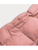 Dámska páperová vesta v staroružovej farbe s kapucňou (5M721-46)