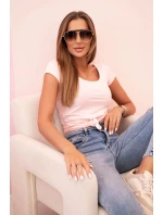 Dámska klasická bavlnená blúzka s krátkymi rukávmi modrá