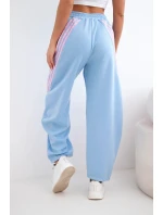 Dámske maslové nohavice z viskózy s modrým pásom