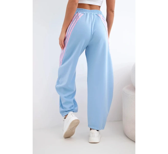 Dámske maslové nohavice z viskózy s modrým pásom