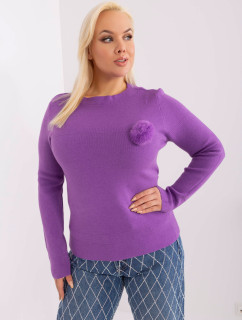 Fialový pletený sveter z viskózy vo väčšej veľkosti