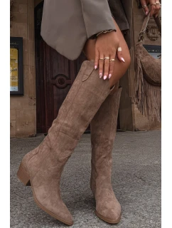 Dámské kovbojky na podpatku – béžové model 21848572 - Kesi