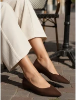 Dámske semišové baleríny so špicatou špičkou hnedej farby FashionStreet ZY1423