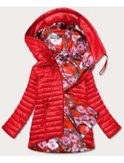 Červená obojstranná dámska kvetovaná bunda (PC-6105-16)