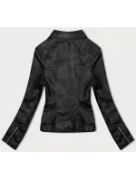 Čierna bunda ramoneska z imitácie kože (11Z8062)