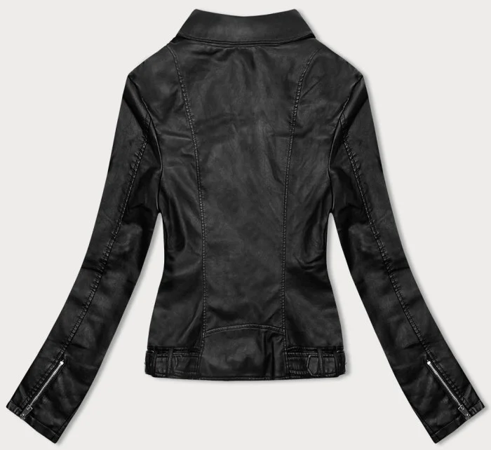 Čierna bunda ramoneska z imitácie kože (11Z8062)