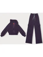 Fialový casual komplet s nohavicami typu cargo (AMG-338A)