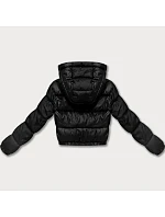 Černá oboustranná dámská krátká bunda s panteřím vzorem model 21308836 - MINORITY Černá oboustranná dámská krátká bunda s panteřím vzorem model 21308836 - MINORITY