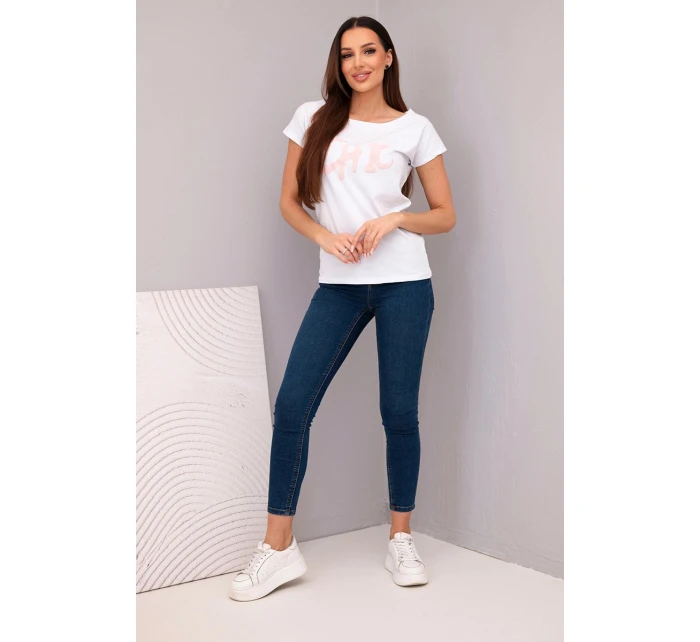 Dámska bavlnená blúzka s potlačou CHIC biela