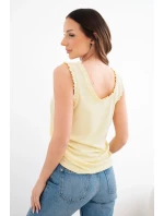 Dámská viskózová halenka s volánkem u výstřihu žlutá