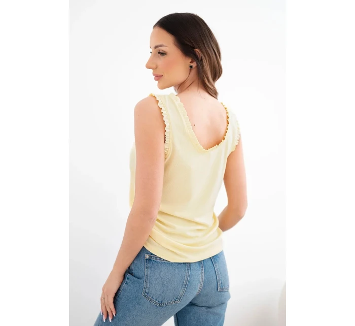 Dámská viskózová halenka s volánkem u výstřihu žlutá