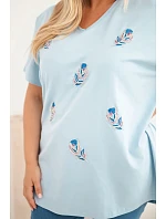 Dámská bavlněná halenka Plus Size s model 22185749 modrá - K-Fashion