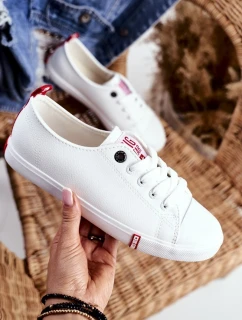 Damskie Skórzane Trampki Big Star GG274005 Biało-Czerwone