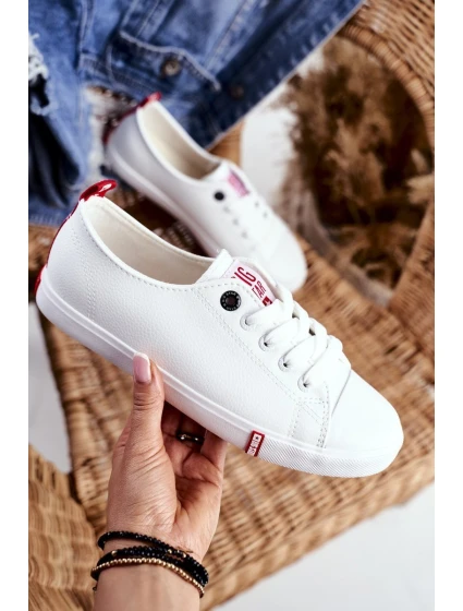 Damskie Skórzane Trampki Big Star GG274005 Biało-Czerwone