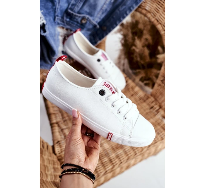 Damskie Skórzane Trampki Big Star GG274005 Biało-Czerwone