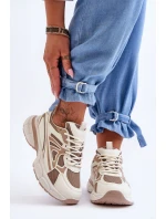 Dámské sportovní šněrovací boty Béžove model 21626276 - Boto