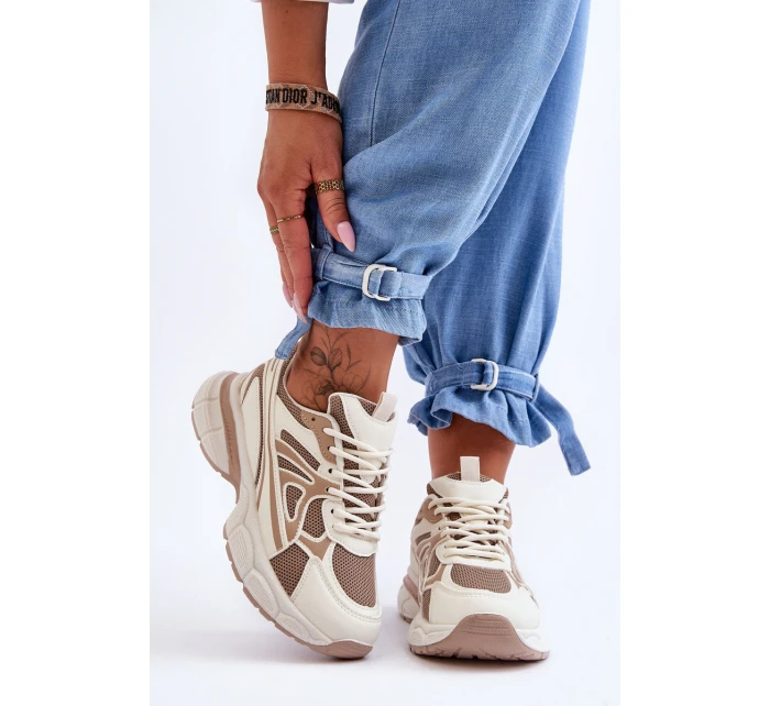 Dámské sportovní šněrovací boty Béžove model 21626276 - Boto