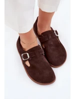 Semišové polobotky barefoot dámské s přezkou model 21703112 čokoládové - Zazoo