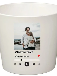 Bílý keramický květináč s vlastním odkazem na oblíbenou písničku - velký