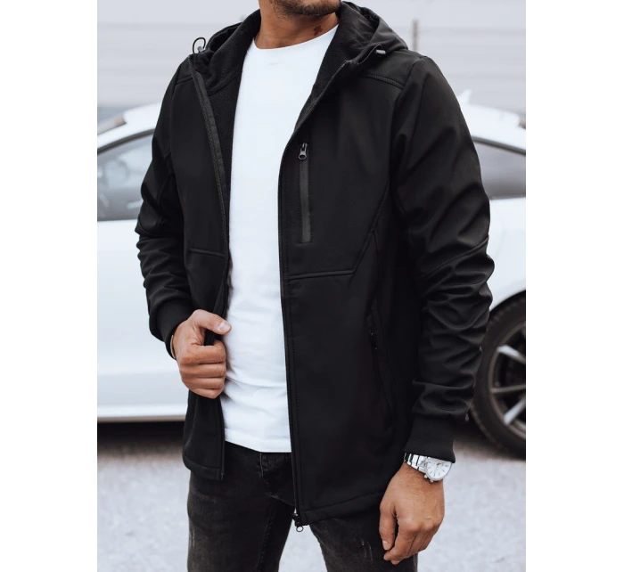 Pánska prechodná softshellová bunda s kapucňou čierna FashionStreet TX4819
