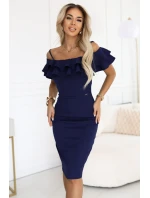 Přiléhavé midi šaty ve stylu tmavě modré model 21410868 - numoco