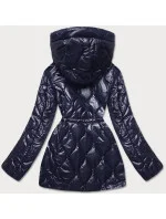Tmavomodrá dámska bunda s ozdobnou podšívkou (BH2182) Tmavomodrá dámska bunda s ozdobnou podšívkou (BH2182)