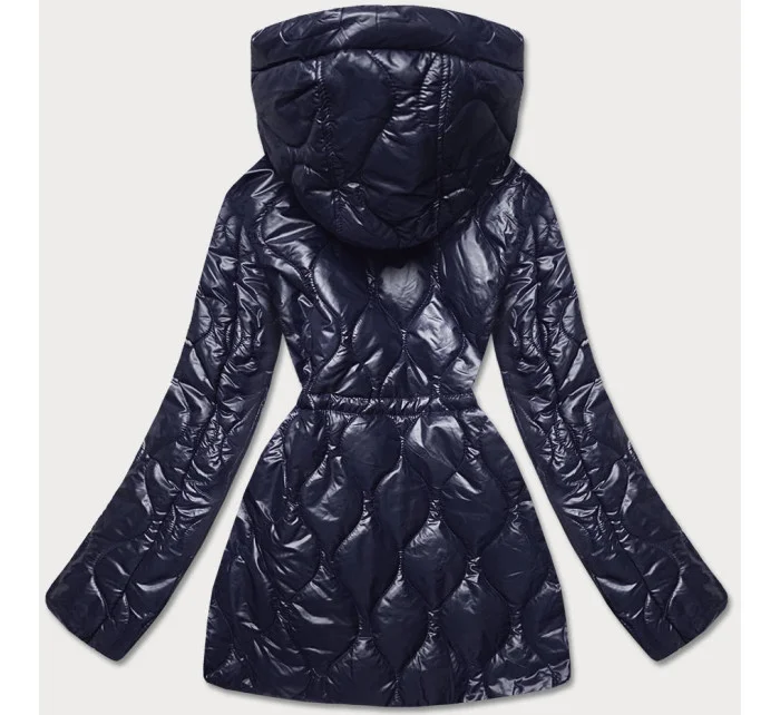 Tmavomodrá dámska bunda s ozdobnou podšívkou (BH2182) Tmavomodrá dámska bunda s ozdobnou podšívkou (BH2182)