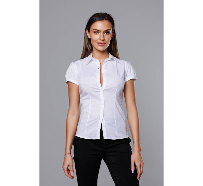 Bílá dámská košile s krátkými rukávy (0332#)