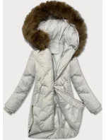 Světle šedá dámská zimní bunda se boky model 21248663 - S'WEST Světle šedá dámská zimní bunda se boky model 21248663 - S'WEST