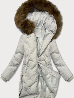 Svetlošedá dámska zimná bunda so sťahovaním na bokoch S'west (R8295-26)